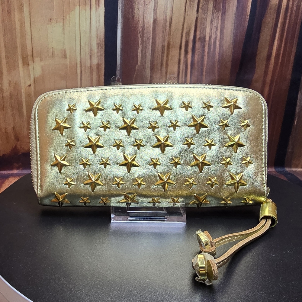 Jimmy Choo Gold Metallic Star-Studded Wallet - NWOT - COA